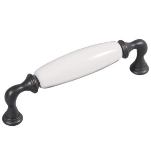 Decorani 83 Graphit mit weißem Porzellan 128mm Möbelbeschlag