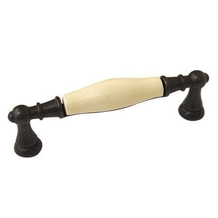 Flora 22- ceramiczny uchwyt meblowy z kremową porcelaną na 96mm