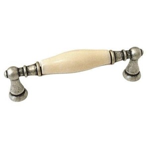 Flora 25- Keramik-Möbelgriff mit cremefarbenem Porzellan 96mm