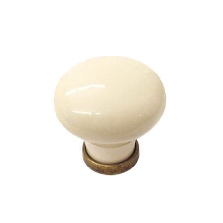 Marco 09- gałka meblowa stary mosiądz z kremową porcelaną 35mm
