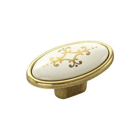 GRI 07- gałka meblowa ceramiczna stare złoto wzór 58mm