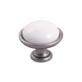 Brando 19- gałka meblowa stara stal z białą porcelaną 35mm