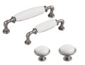 Brando 19- gałka meblowa stara stal z białą porcelaną 35mm- kolekcja