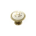 Brando 07- gałka meblowa stare złoto z kremową porcelaną wzór 35mm