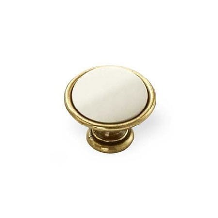 Brando 07- gałka meblowa stare złoto z kremową porcelaną 35mm