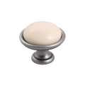 Brando 19- gałka meblowa stara stal z kremową porcelaną 35mm