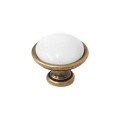 Brando 09- gałka meblowa stary mosiądz z białą porcelaną 40mm