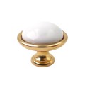 Brando 15- gałka meblowa złoto połysk z białą porcelaną 40mm