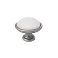 Brando 19- gałka meblowa stara stal z białą porcelaną 40mm