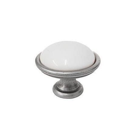 Brando 19- gałka meblowa stara stal z białą porcelaną 40mm