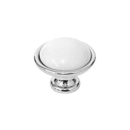 Brando 36- gałka meblowa chrom połysk z białą porcelaną 40mm