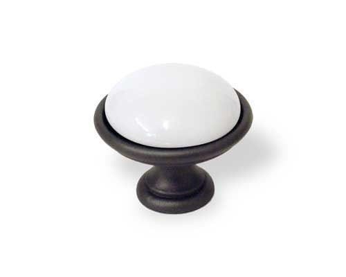 Brando 83- gałka meblowa grafit z białą porcelaną 40mm