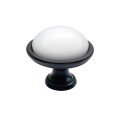 Brando N2- gałka meblowa czarna matowa z białą porcelaną 40mm