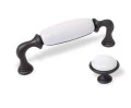 Brando N2- gałka meblowa czarna matowa z białą porcelaną 40mm- kolekcja