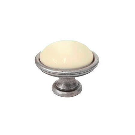 Brando 19- gałka meblowa stara stal z kremową porcelaną 40mm