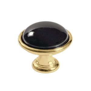 Brando 15- Möbelknopf gold mit schwarzem Porzellan 40mm