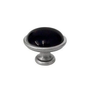 Brando 19- Möbelknopf Altstahl mit schwarzem Porzellan 40mm