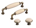 Brando 09- gałka meblowa stary mosiądz z kremową porcelaną 40mm- kolekcja