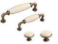 Brando 09- gałka meblowa stary mosiądz z kremową porcelaną 40mm- kolekcja