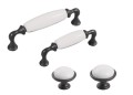 Brando 83- gałka meblowa grafit z białą porcelaną 40mm- kolekcja