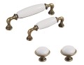 Brando 09- gałka meblowa stary mosiądz z białą porcelaną 40mm- kolekcja