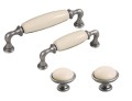 Brando 19- gałka meblowa stara stal z kremową porcelaną 35mm- kolekcja