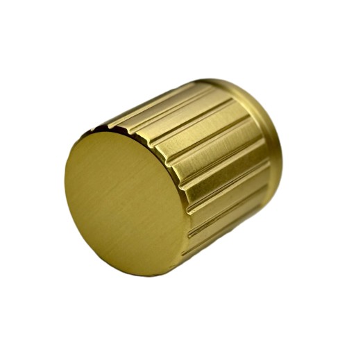 Groov 12- gałka meblowa ryflowana mosiądz szczotkowany ∅ 28 mm