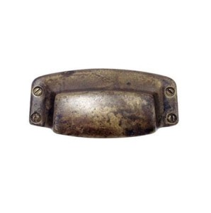 Argo 03- Möbelgriff Muschel patinierter Messing 74mm