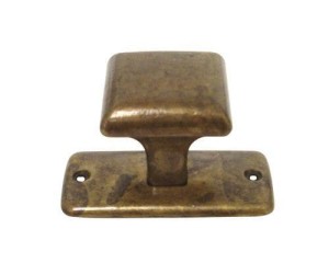 Flut 03- Möbelknopf mit Schild Antik Messing 25-25mm