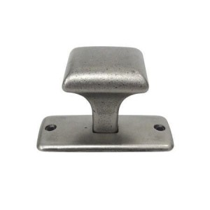 Flut 19- Möbelknopf mit Schild ALTES STAHL 25x25 mm