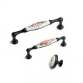 Uchwyt meblowy PORCELANA kwiat 128 rozstaw gałka porcelanowa Asti czarna retro (2)