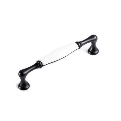 porcelanowy uchwyt do mebli Asti styl retro biało czarny giusti uchwyty