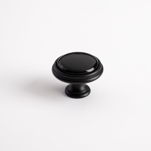 czarna gałka do mebli z porcelany