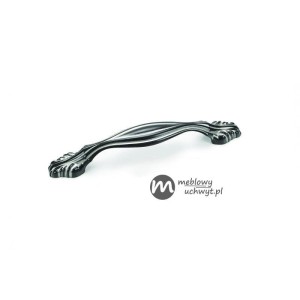 Leone d'oro 1C – schwarzer Möbelgriff mit silberner Patina 128 mm