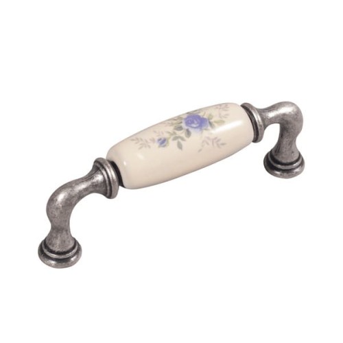Decorani- stare srebro uchwyt ceramiczny kwiatek 96mm.jpg