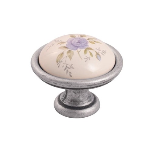 Brando- stare srebro gałka meblowa ceramiczna kwiatek 40mm.jpg