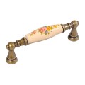 Flora- stary mosiądz uchwyt ceramiczny kwiaty 96mm.jpg