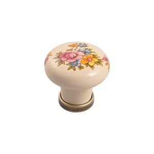 Marco 09 Möbelknopf altmessing mit dunkelcremefarbenem Porzellan 25mm