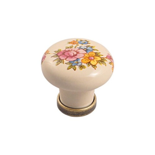 Marco- stary mosiądz gałka ceramiczna kwiatki 30mm.jpg