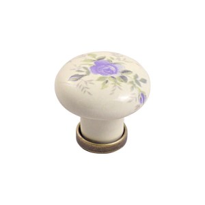 Marco 09- Möbelknopf Altmessing mit hellcremefarbener Porzellan 30mm