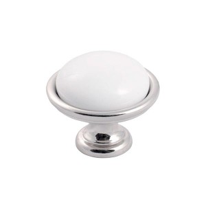 Brando 36- Chromierter Möbelknopf mit weißem Porzellan 35mm