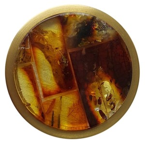 Metaxa 12- gebürstetes Gold Möbelknopf mit Bernstein 30mm